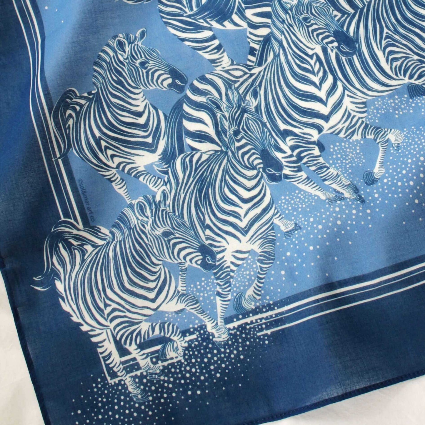 Zebra, "New Beginning" Bandana Scarf (Blue) Bandana Scarf