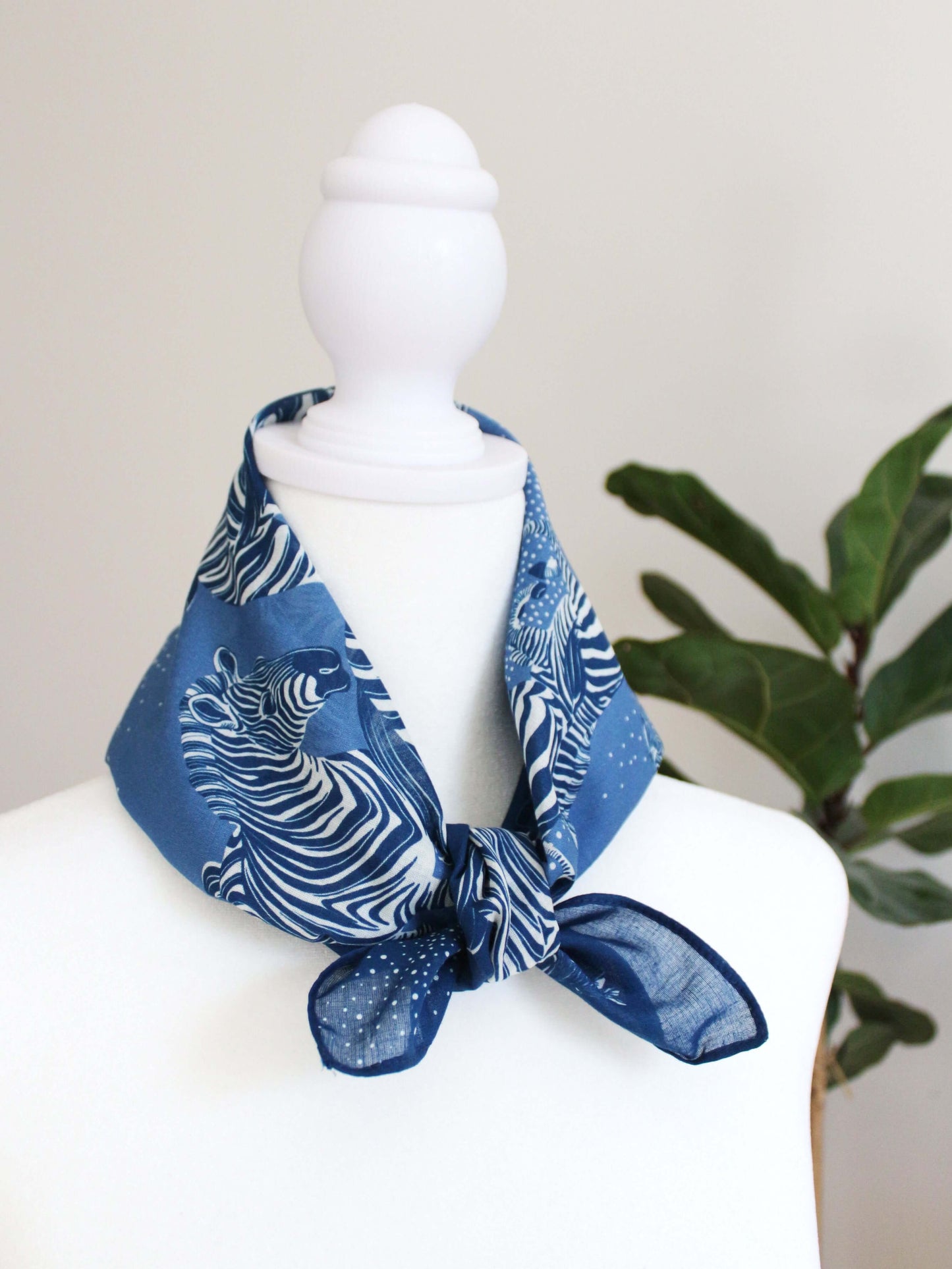 Zebra Tote Bag + Bandana Gift Set (Blue) Tote bag