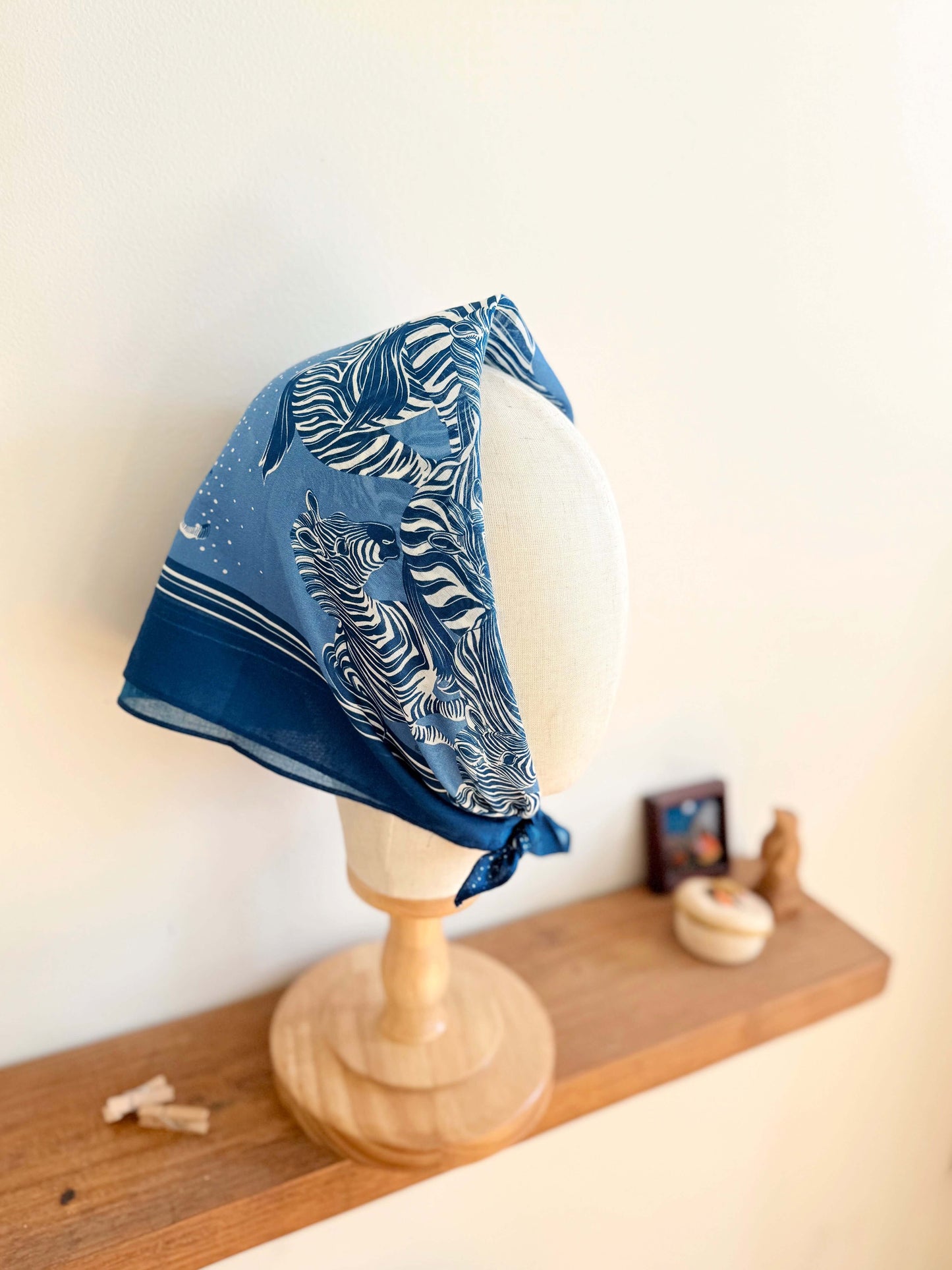 Zebra, "New Beginning" Bandana Scarf (Blue) Bandana Scarf