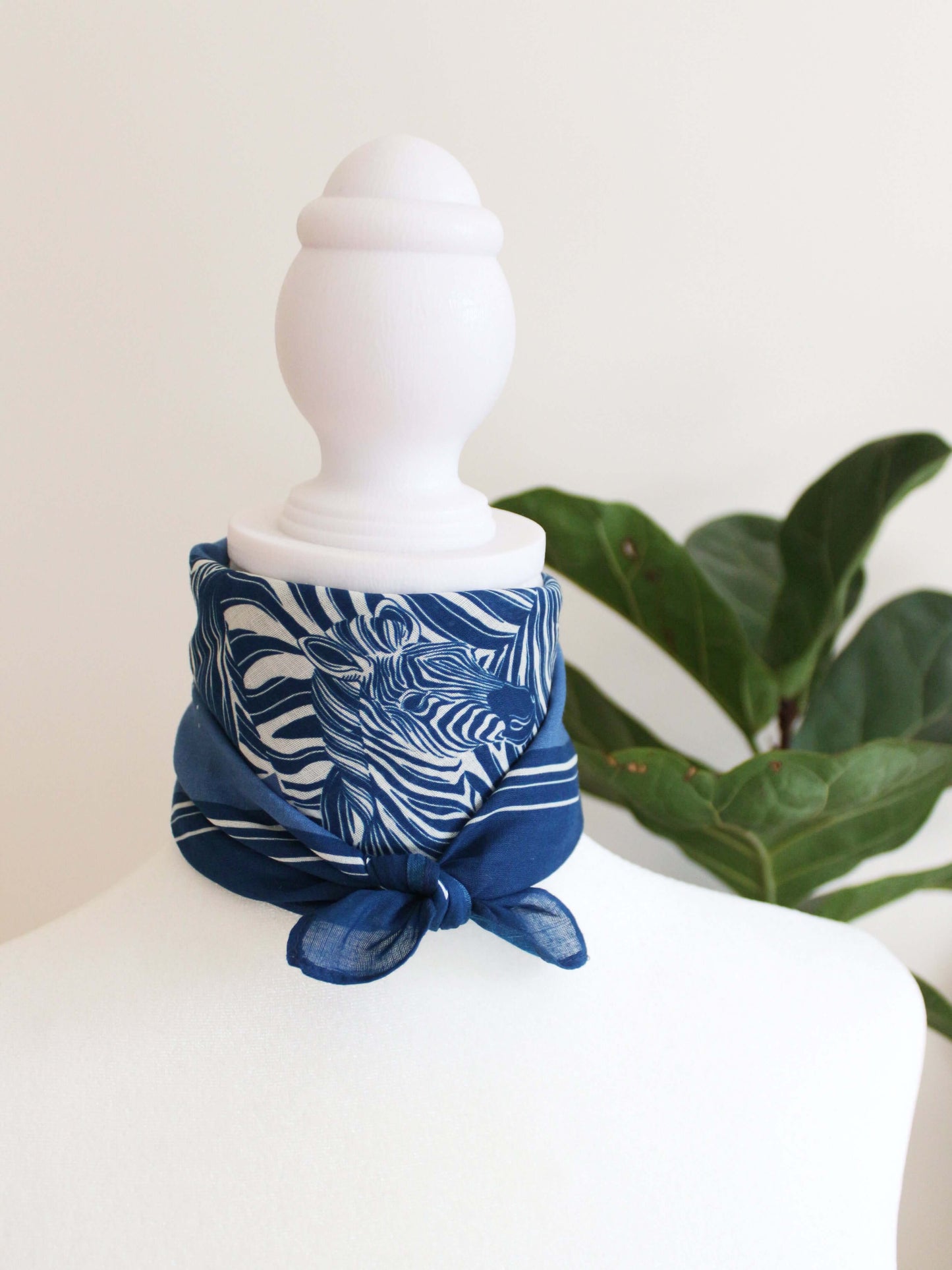 Zebra, "New Beginning" Bandana Scarf (Blue) Bandana Scarf
