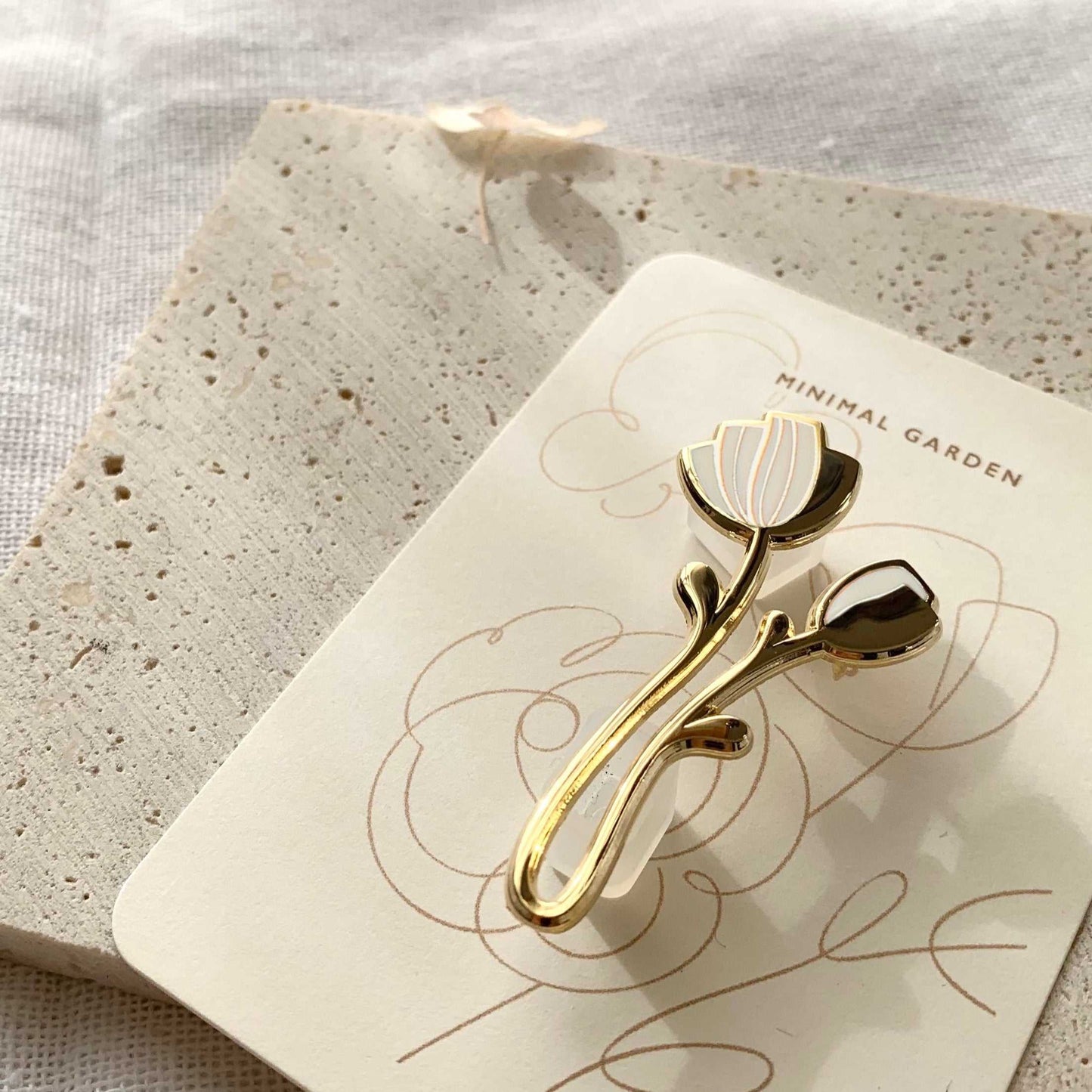 Peony Enamel Pin (off-white) Brooches & Lapel Pins