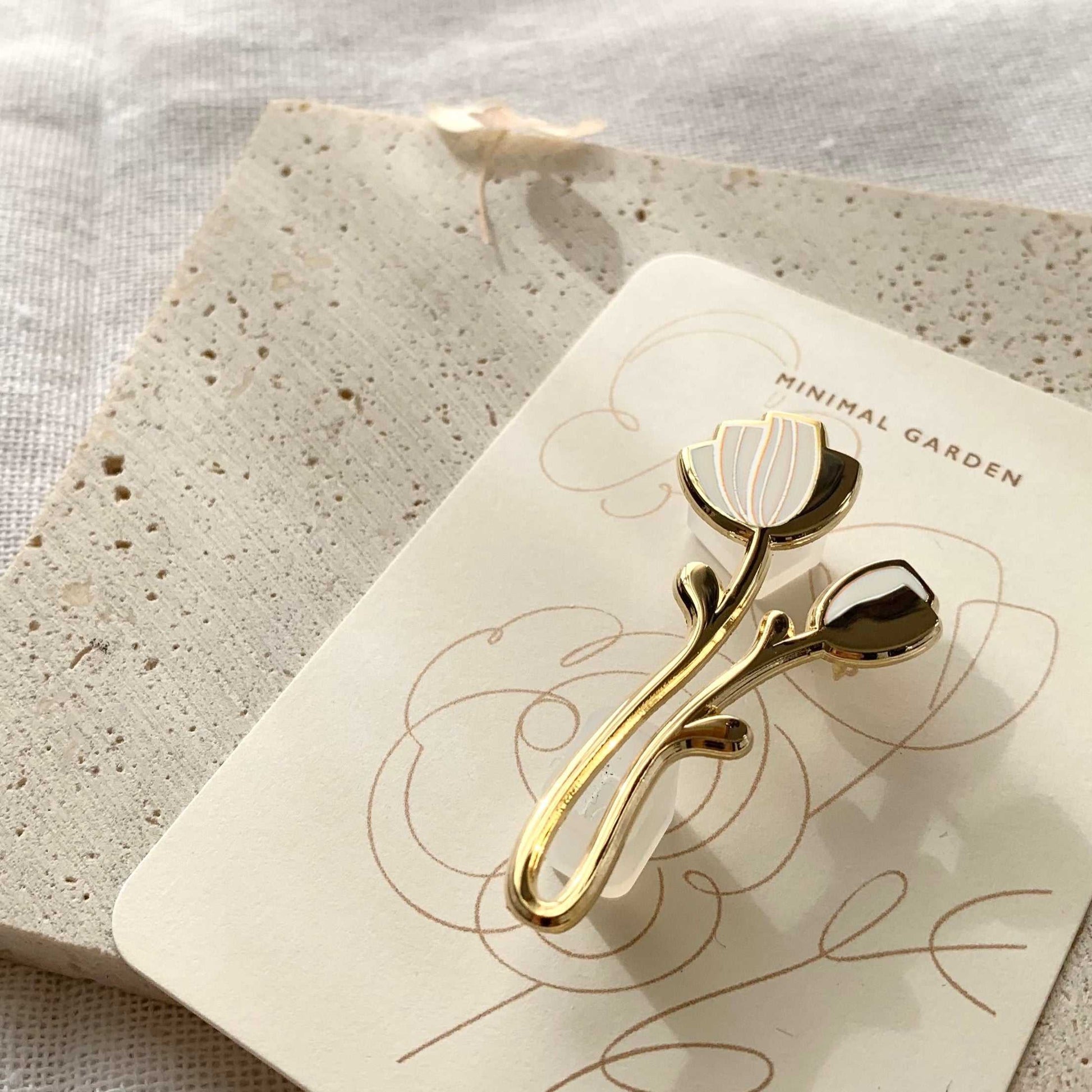 Peony Enamel Pin (off-white) Brooches & Lapel Pins