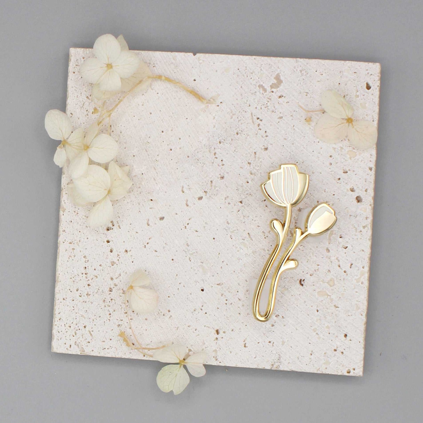 Peony Enamel Pin (off-white) Brooches & Lapel Pins