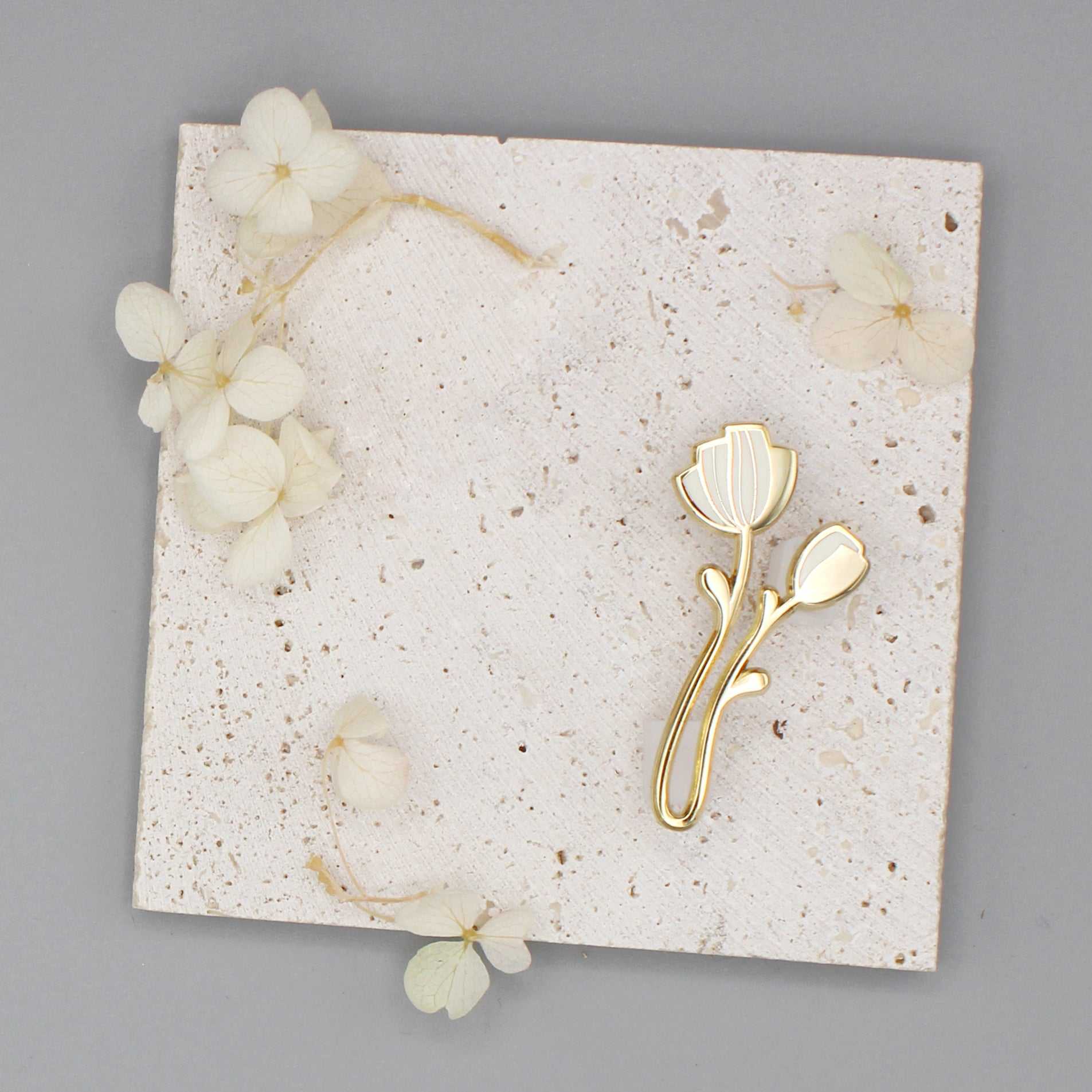 Peony Enamel Pin (off-white) Brooches & Lapel Pins