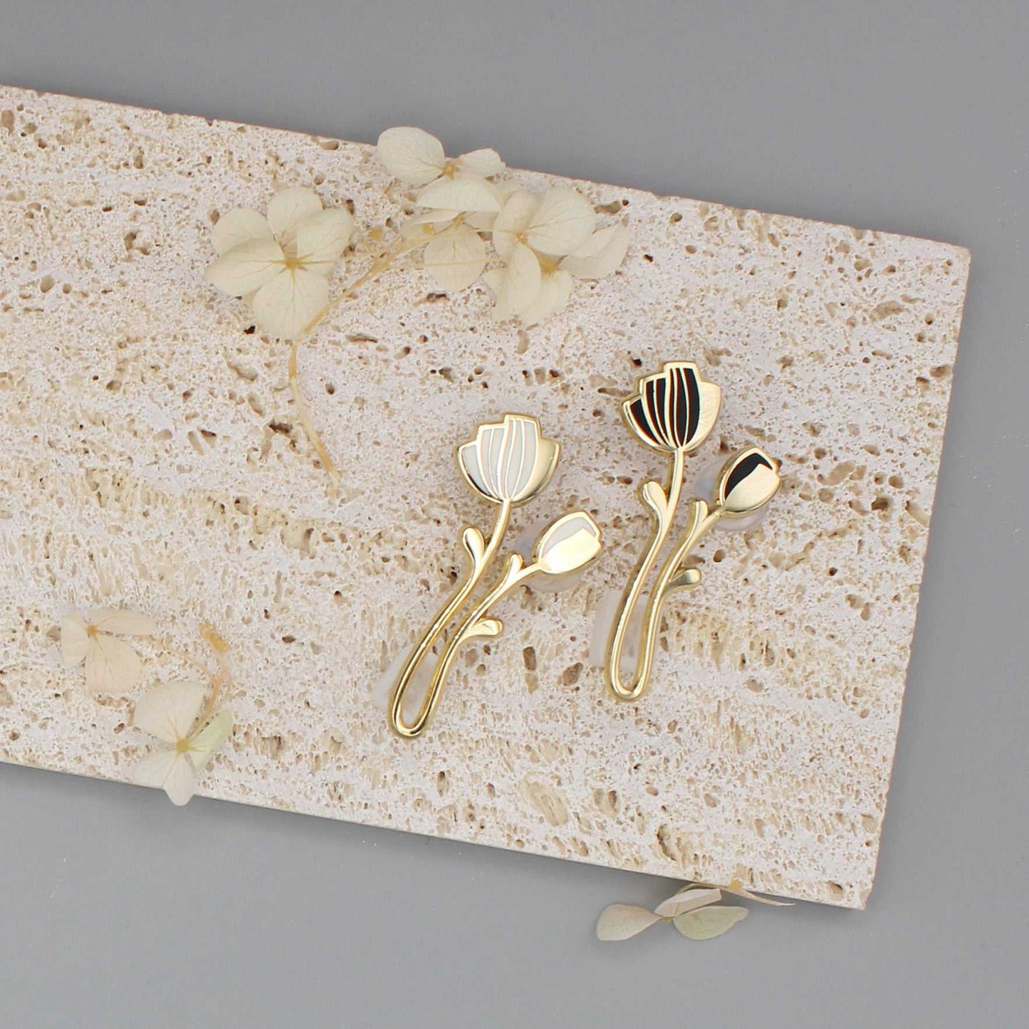 Peony Enamel Pin (off-white) Brooches & Lapel Pins