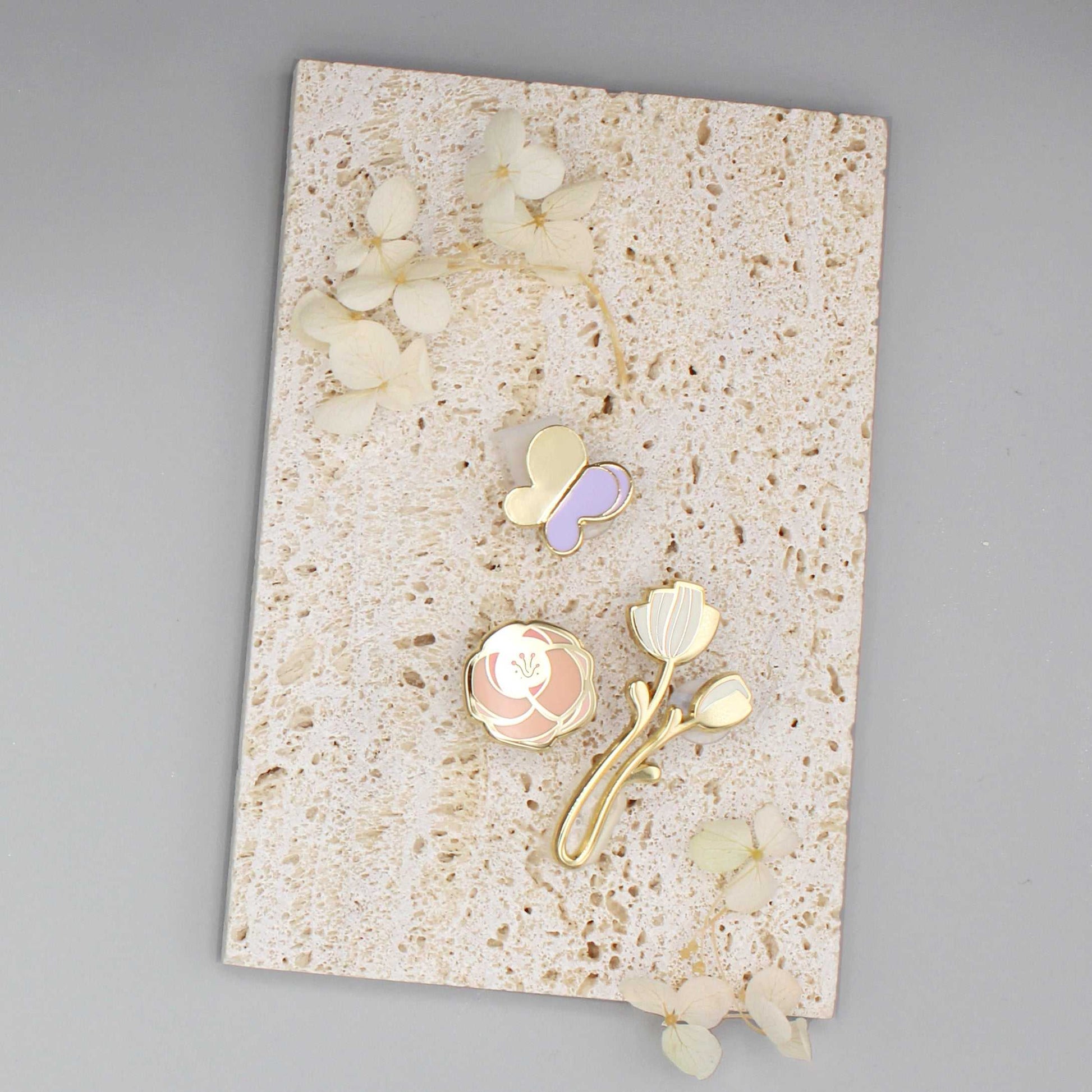 Peony Enamel Pin (off-white) Brooches & Lapel Pins