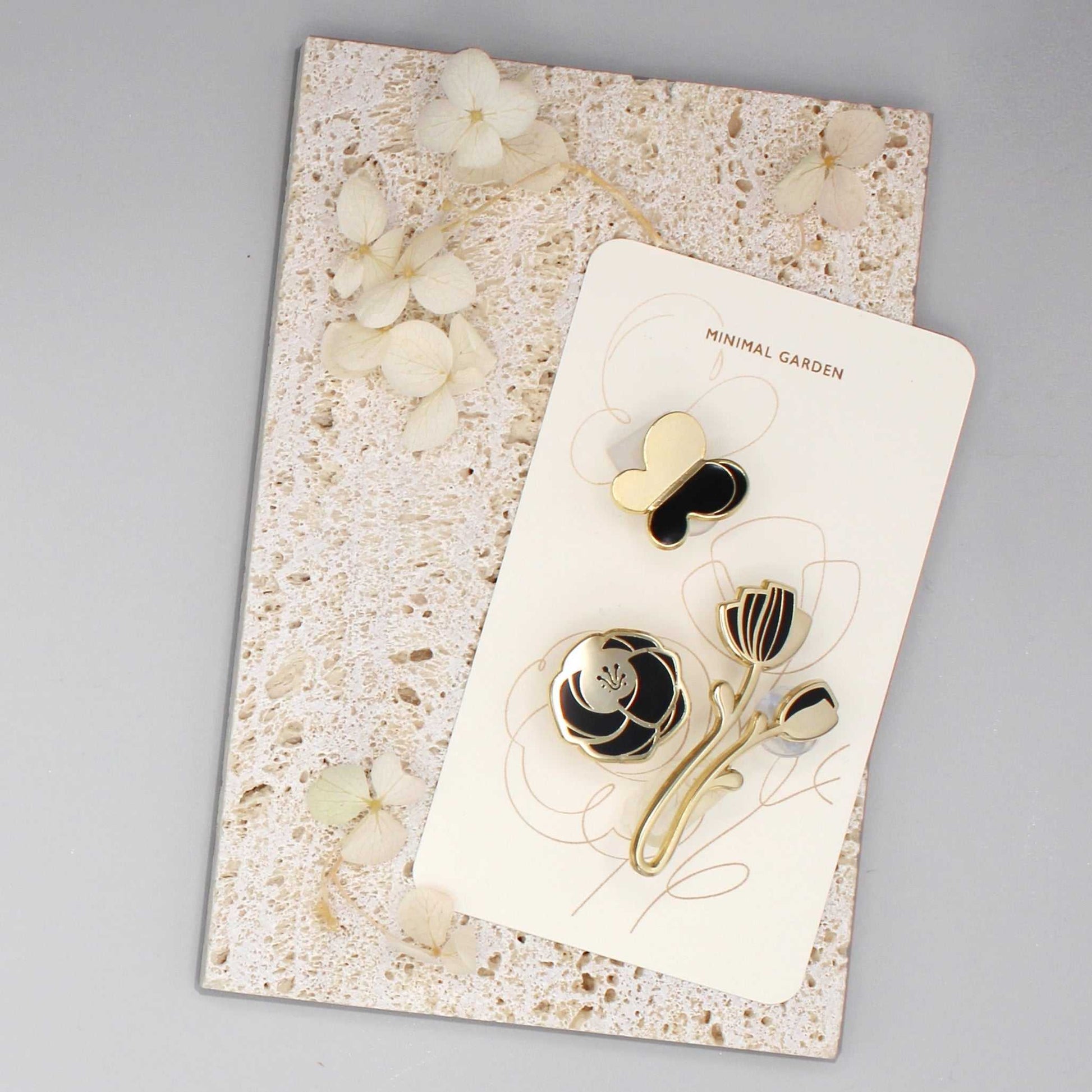 Peony Enamel Pin (Black) Brooches & Lapel Pins