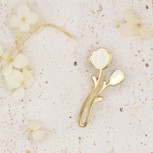Peony Enamel Pin (off-white) Brooches & Lapel Pins