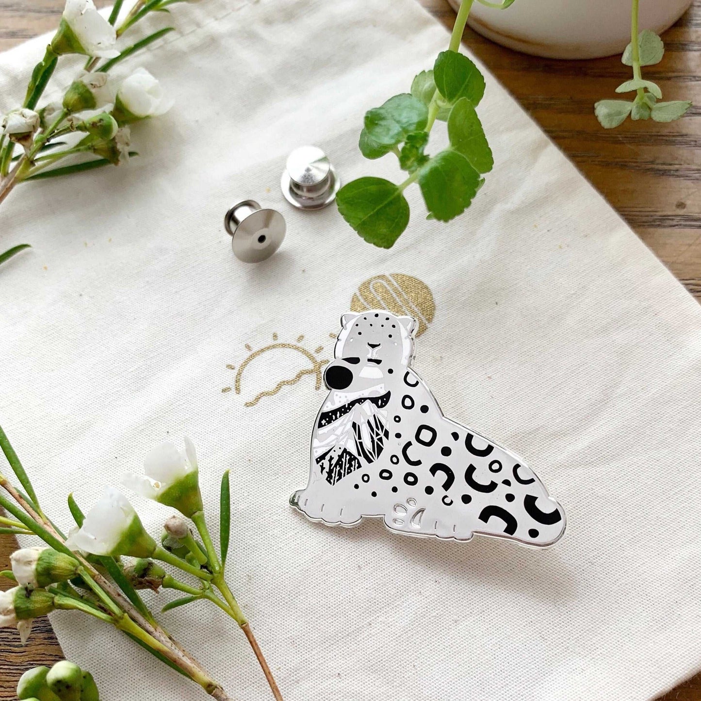 Snow Leopard Enamel Pin Brooches & Lapel Pins