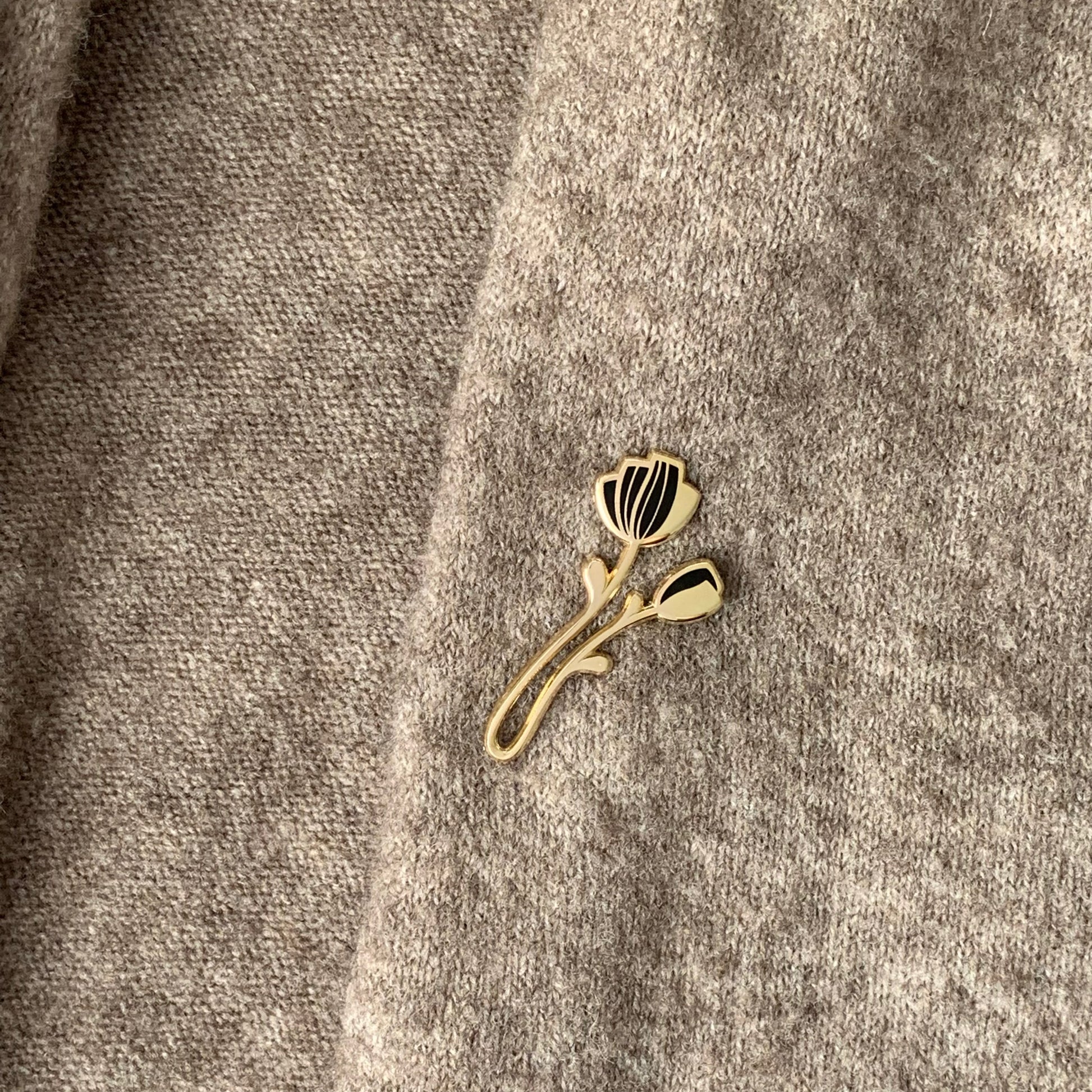 Peony Enamel Pin (Black) Brooches & Lapel Pins