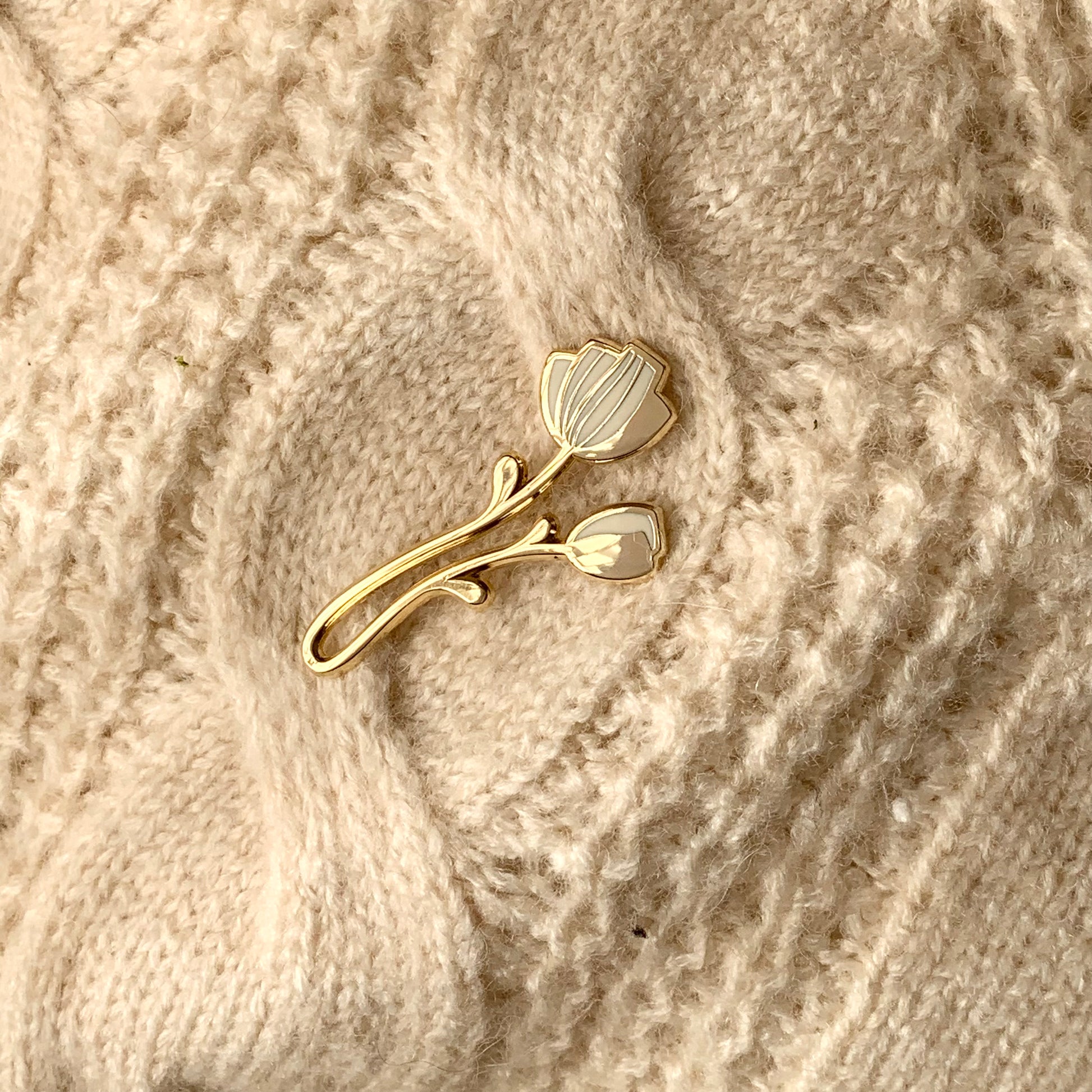 Peony Enamel Pin (off-white) Brooches & Lapel Pins