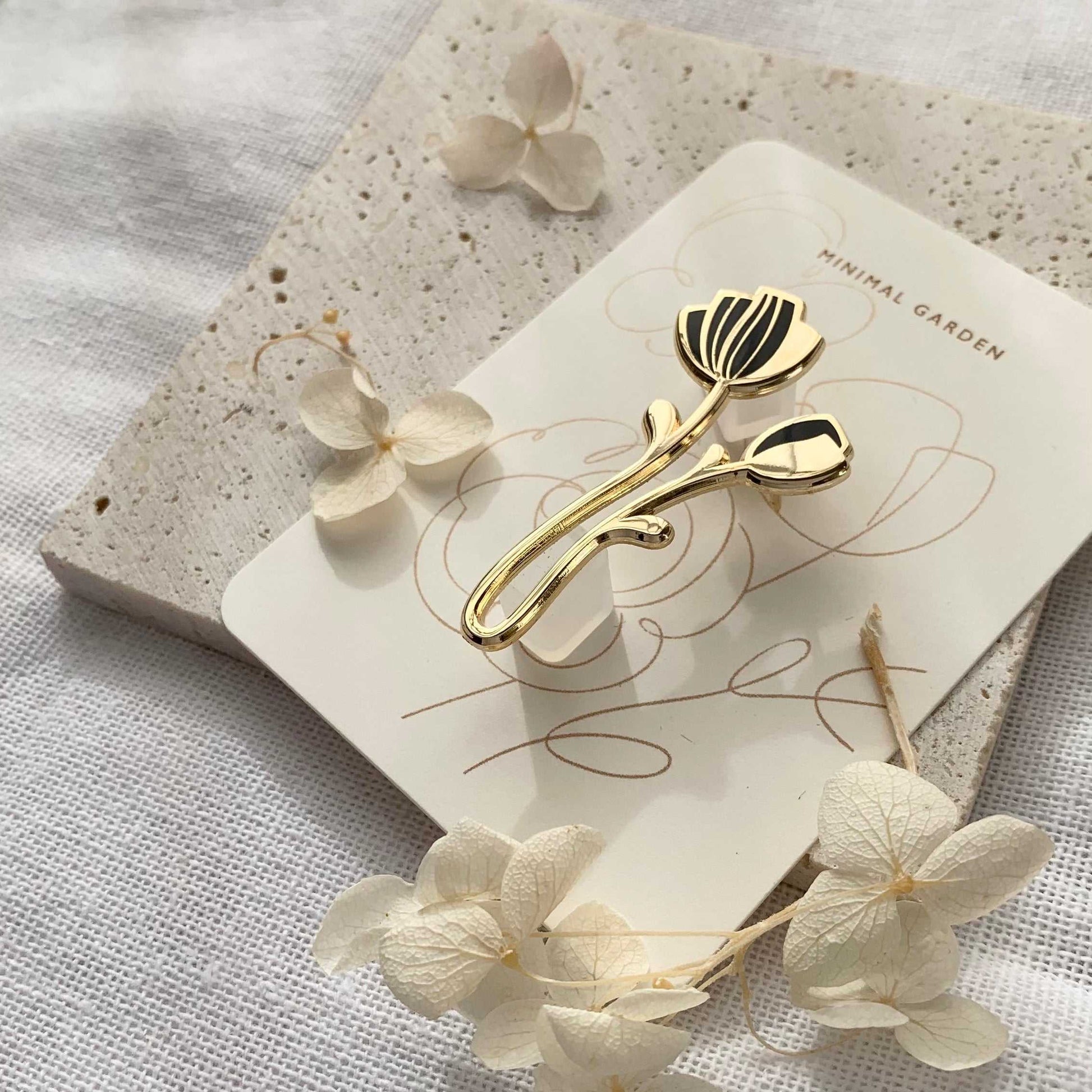 Peony Enamel Pin (Black) Brooches & Lapel Pins