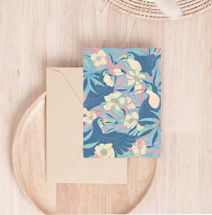Toucan in the Floral Jungle Canvas Tote Bag