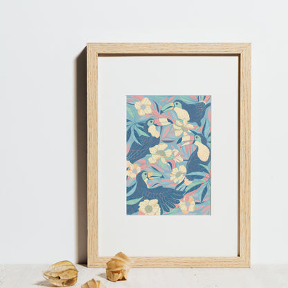 Toucan in the Floral Jungle  Art Print Postcard