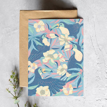 Toucan in the Floral Jungle  Art Print Postcard