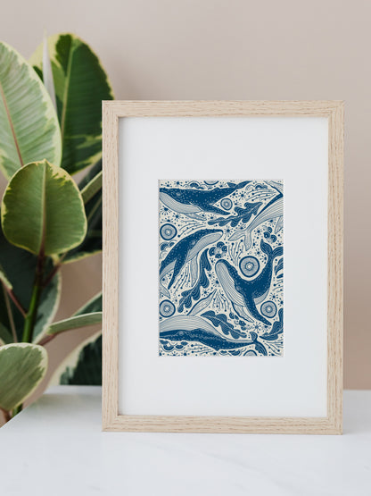 Whale, and the Ocean Art Print Postcard