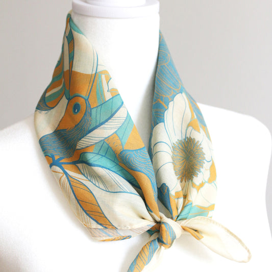 Toucan in the Floral Jungle Bandana Scarf (Yellow)