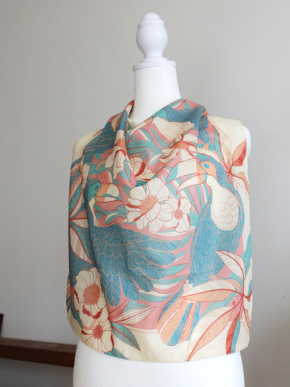 Toucan in the Floral Jungle Bandana Scarf (Pink)