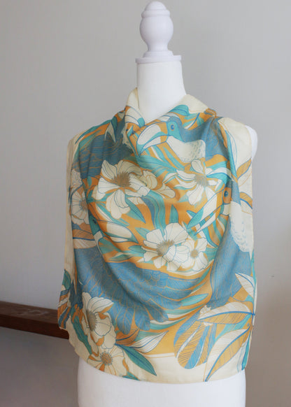 Toucan in the Floral Jungle Bandana Scarf (Yellow)