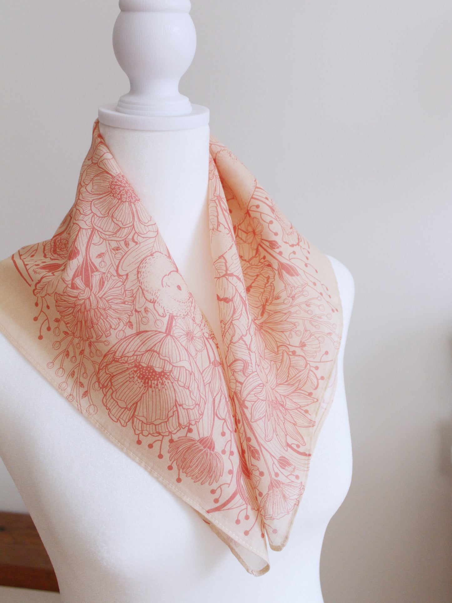 Bunny in the Floral Breeze Bandana Scarf (Pastel Pink)