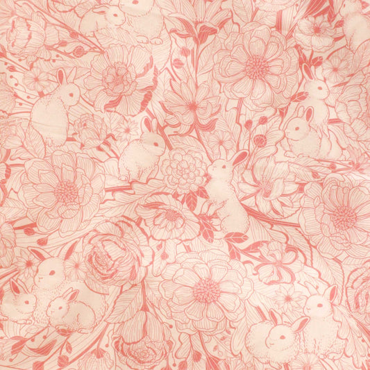 Bunny in the Floral Breeze Bandana Scarf (Pastel Pink) Bandana Scarf