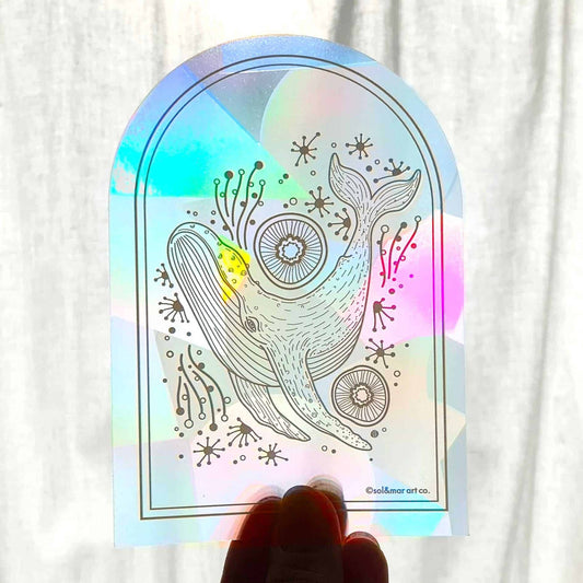 Whale, and the Ocean Suncatcher Sticker Decorative Stickers
