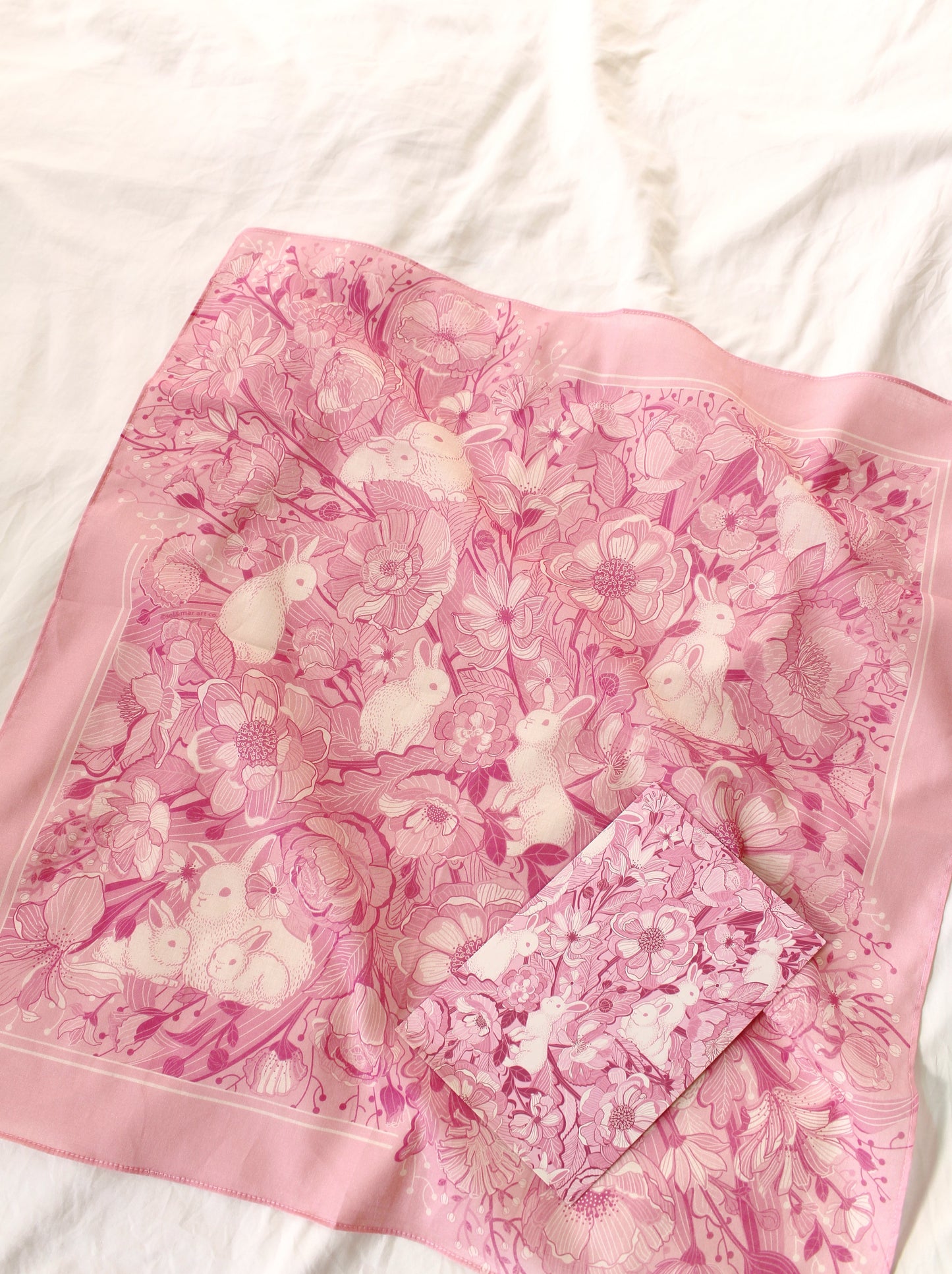Bunny in the Floral Breeze Bandana Scarf (Pink)
