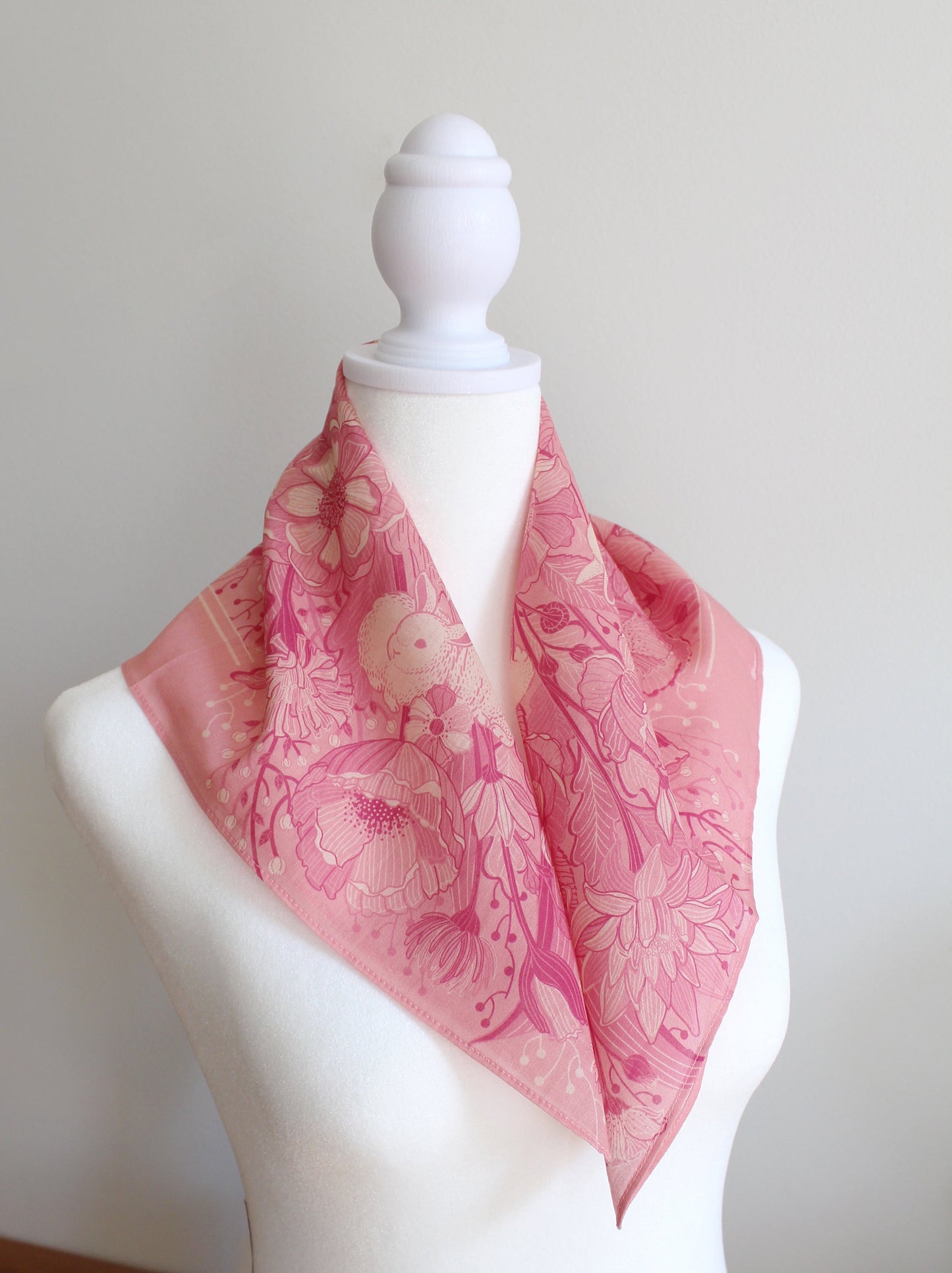Bunny in the Floral Breeze Bandana Scarf (Pink)