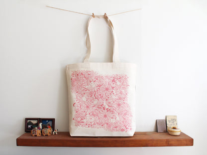 Bunny in the Floral Breeze Canvas Tote bag