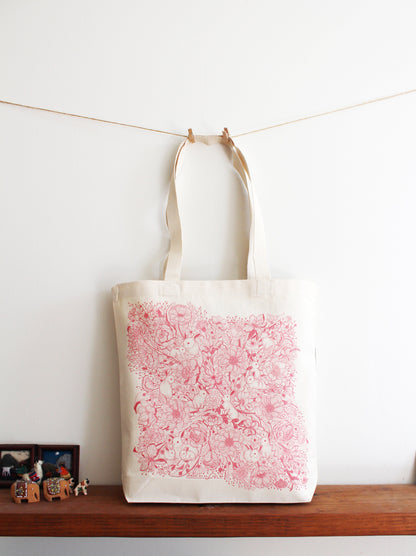 Bunny Rabbit Tote bag + Bandana Scarf Set (Pink)