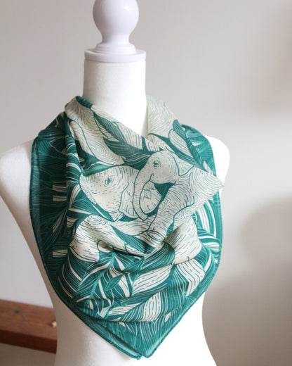 Elephant, "Siesta" Bandana Scarf (Green)