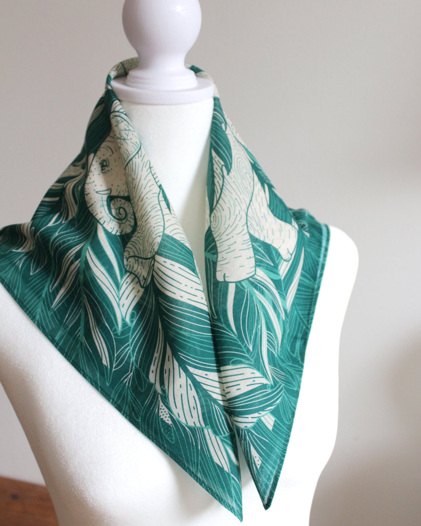 Elephant, "Siesta" Bandana Scarf (Green)