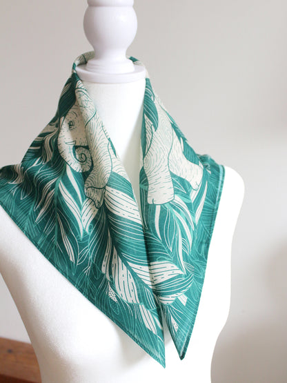 Elephant, "Siesta" Bandana Scarf (Green)