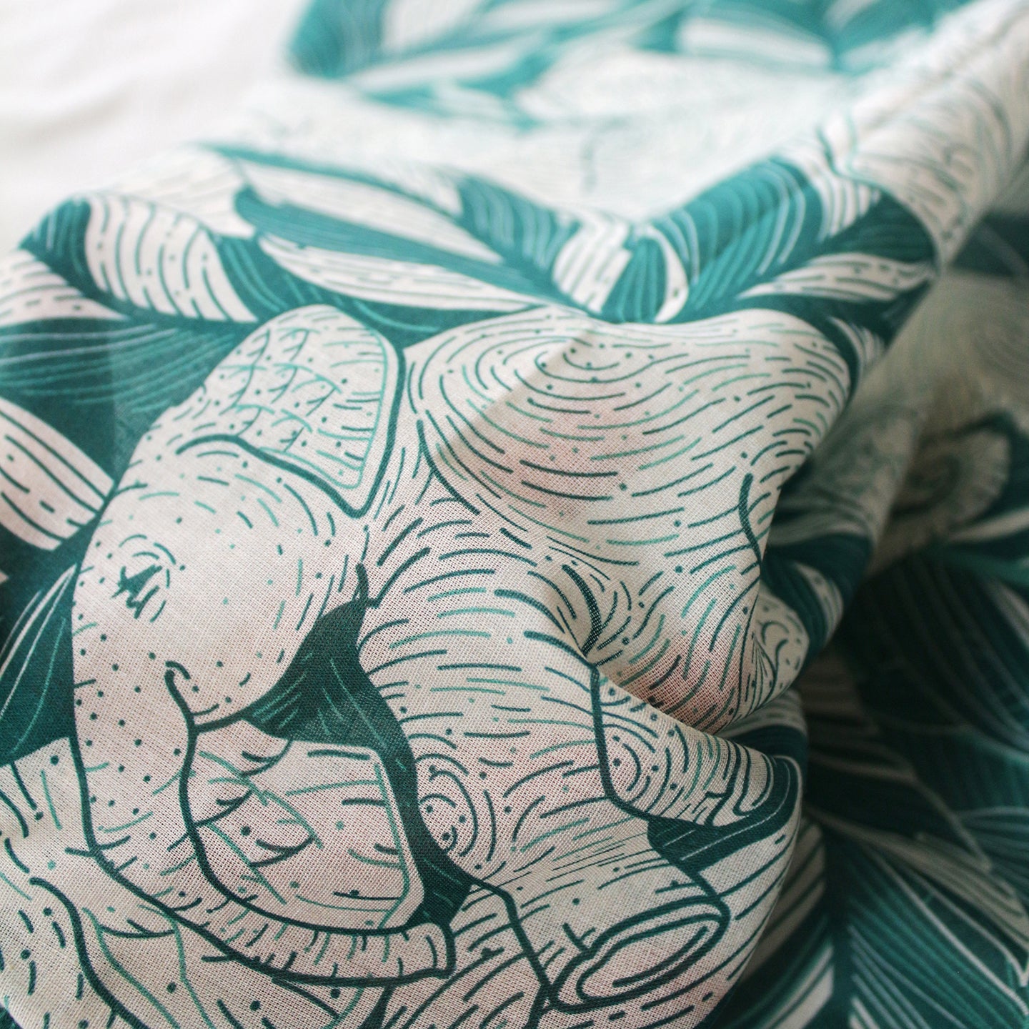 Elephant, "Siesta" Bandana Scarf (Green)