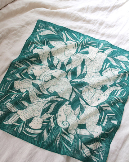 Elephant, "Siesta" Bandana Scarf (Green)