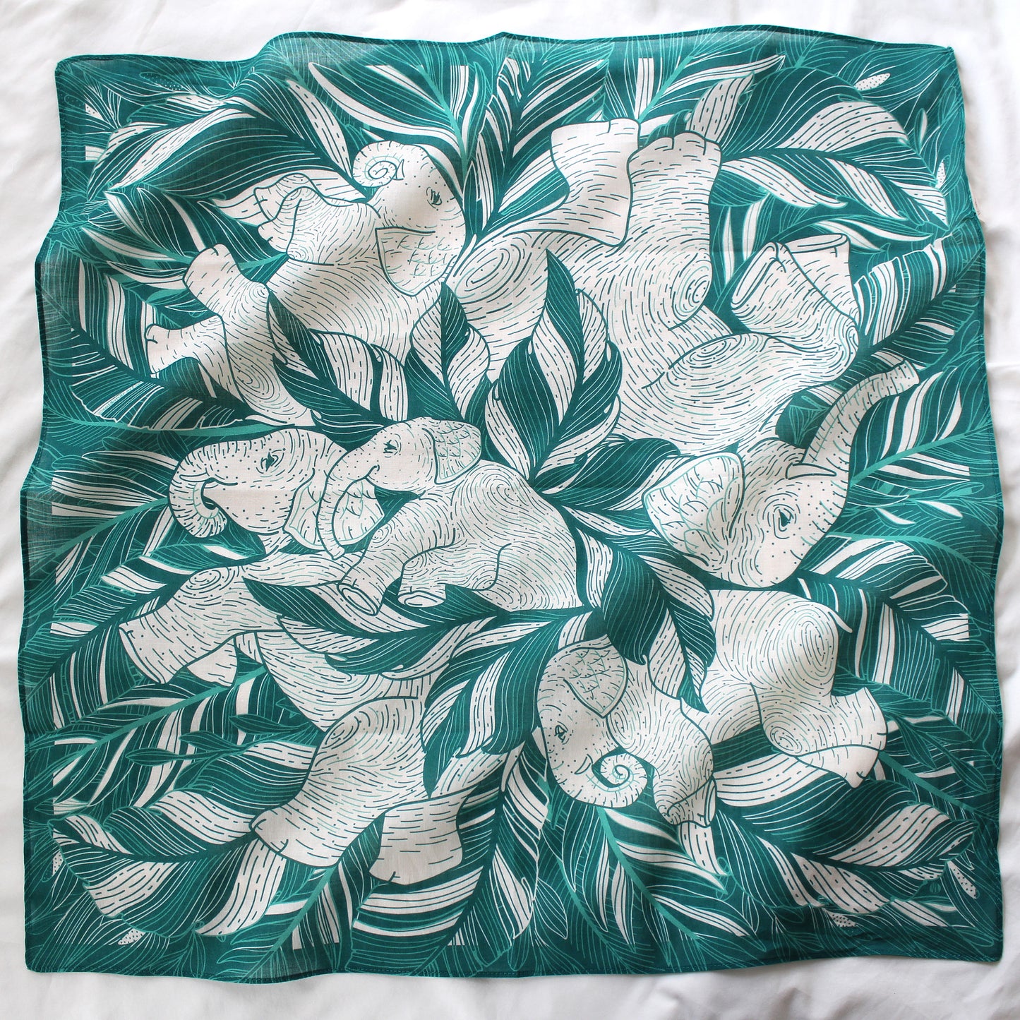 Elephant, "Siesta" Bandana Scarf (Green)