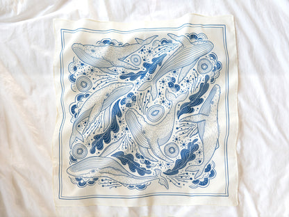 Whale, and the Ocean Bandana Scarf (Off-White)