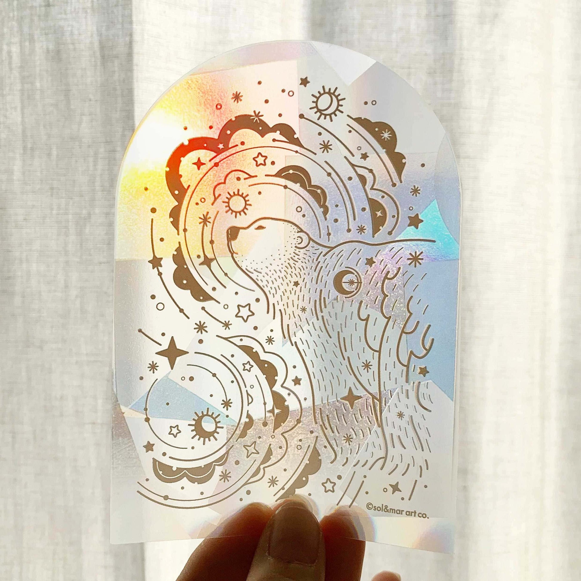 Polar Bear, and the Northern Sky Suncatcher Sticker Decorative Stickers
