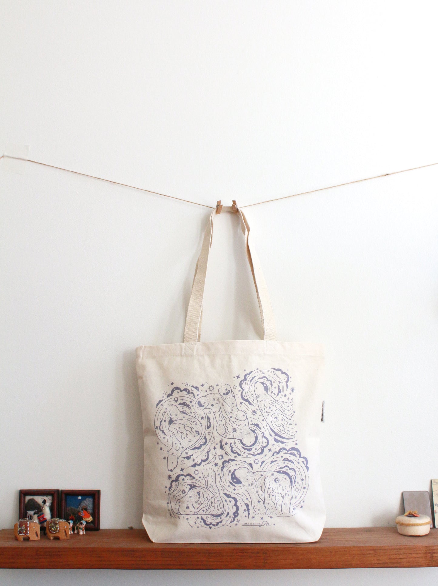 Polar Bear, and the Northern Sky Canvas Tote bag