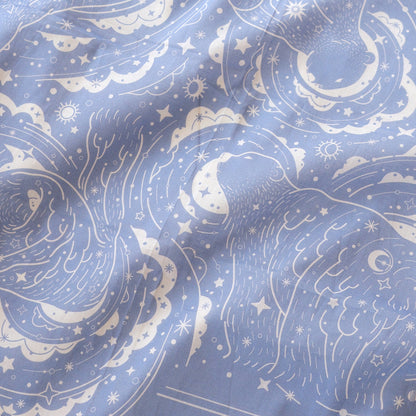 Lavender bandana scarf featuring polar bear and northern sky art, perfect for accessories or decor.