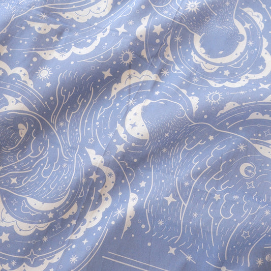 Lavender bandana scarf featuring polar bear and northern sky art, perfect for accessories or decor.