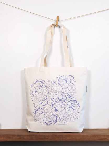 Polar Bear, and the Northern Sky Canvas Tote Bag