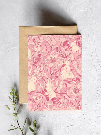 Bunny in the Floral Breeze Art Print Postcard