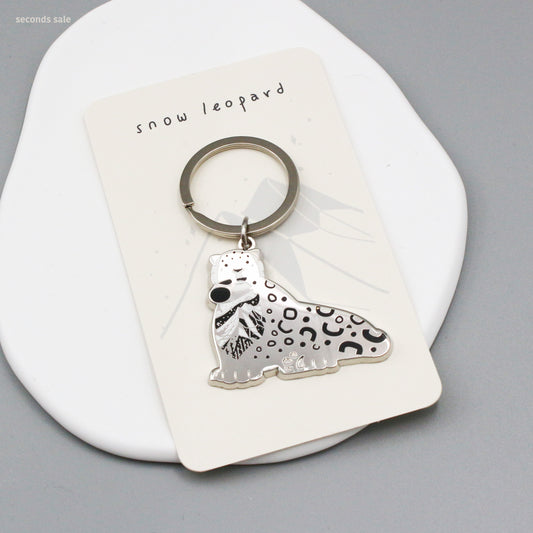 Snow Leopard Enamel Keychain