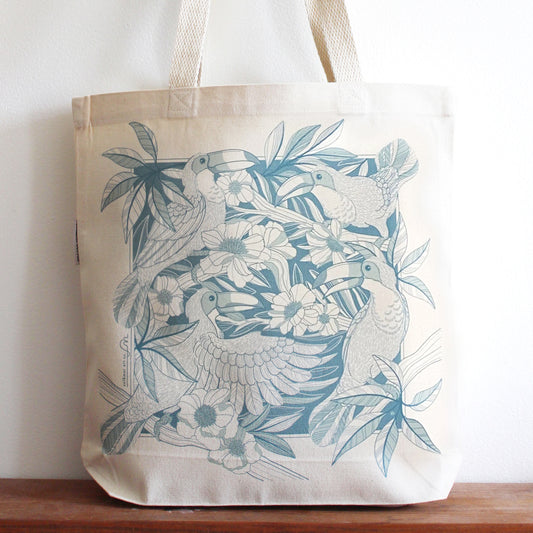 Toucan in the Floral Jungle Canvas Tote bag