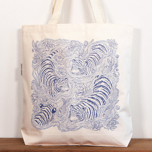 The Tiger: In the Garden of Ripples Canvas Tote Bag