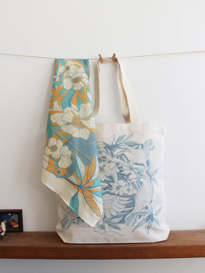 Toucan Bird Tote bag + Bandana Scarf Set (Yellow)