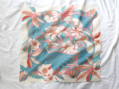 Toucan in the Floral Jungle Bandana Scarf (Pink)