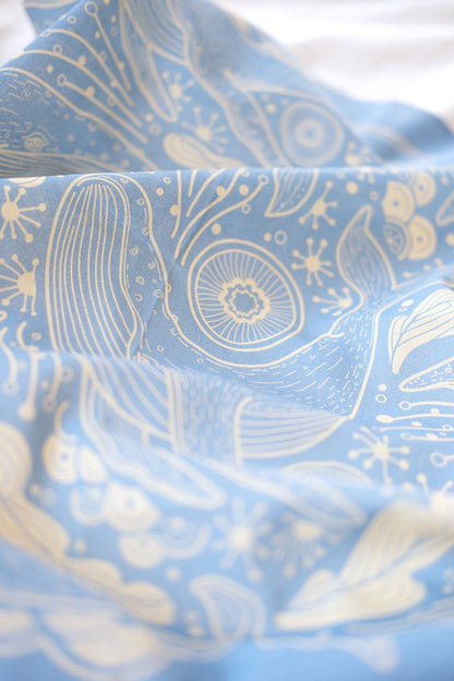 Whale, and the Ocean Bandana Scarf (Light Blue)