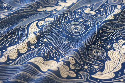 Whale, and the Ocean Bandana Scarf (Navy)